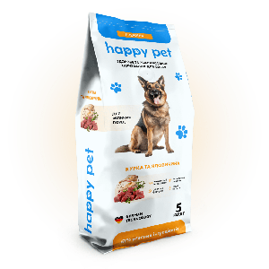 Сухий корм для собак великих порід Happy Pet з куркою та яловичиною 5 кг
