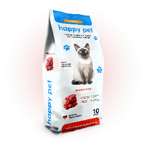 Сухий корм для дорослих котів Happy Pet  з яловичиною 10 кг