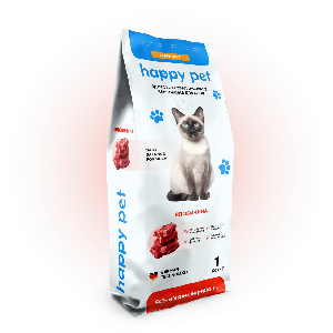 Сухий корм для дорослих котів Happy Pet з яловичиною 1 кг