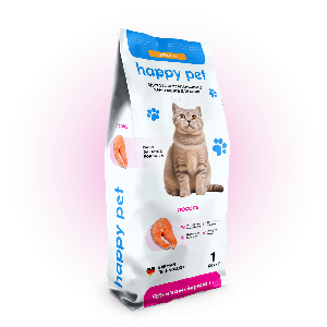 Сухий корм для дорослих котів Happy Pet з лососем 1 кг