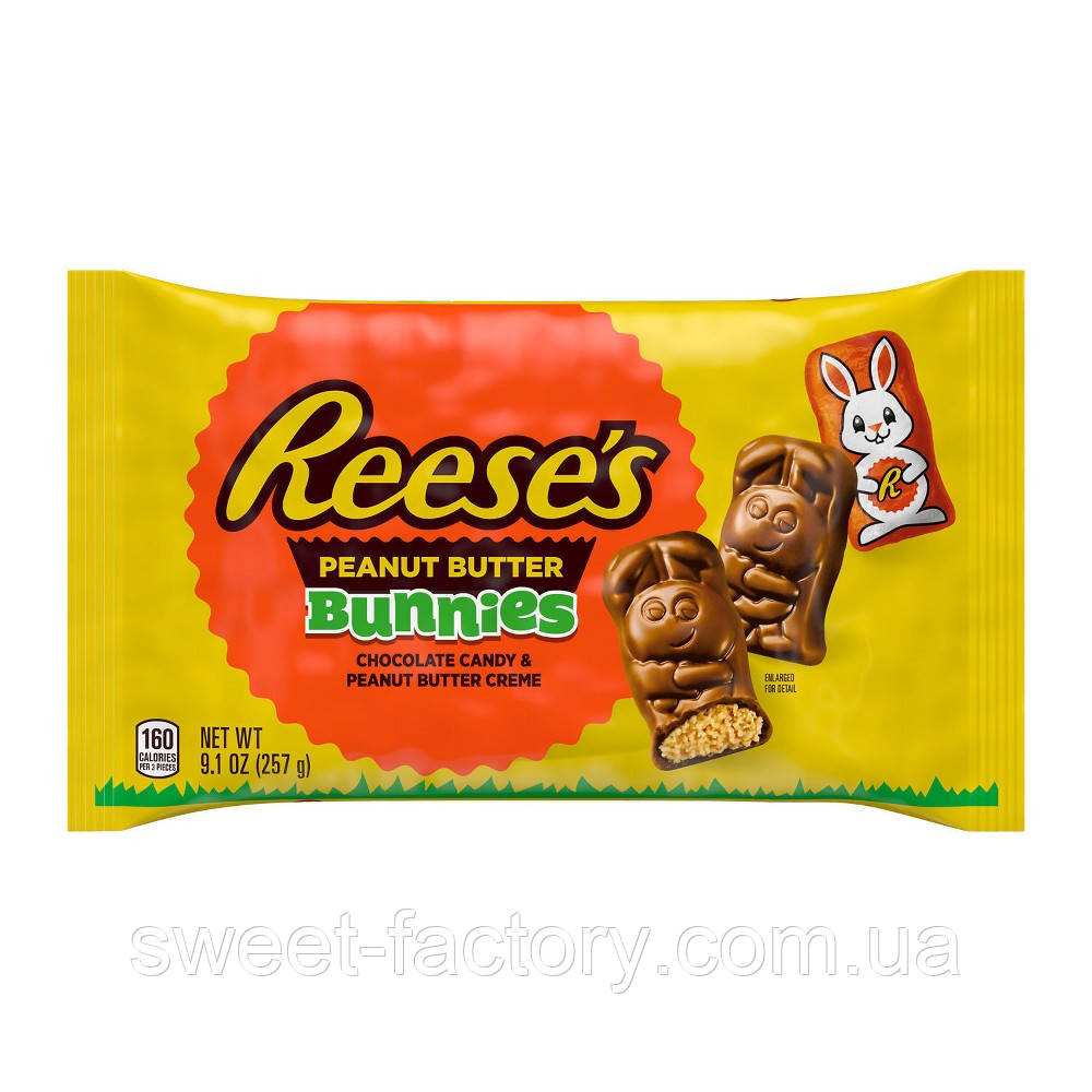 Шоколадний кролики Reese's Milk Chocolate Peanut Butter Bunnies Easter 257g, фото 1