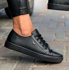 Кеди жіночі білі чорні шкіряні в стилі Lacoste 36-41 розмір, жіночі білі шкіряні кеди від виробника