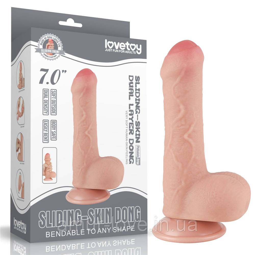 Фалоїмітатор Sliding-Skin Dual Layer Dong 7" Flesh
