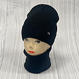 М 89013. Комплект для хлопчика, підлітковий: шапка з флісом і хомут, розмір вільний, різні кольори 3-12 років, фото 5