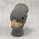 М 89013. Комплект для хлопчика, підлітковий: шапка з флісом і хомут, розмір вільний, різні кольори 3-12 років, фото 2