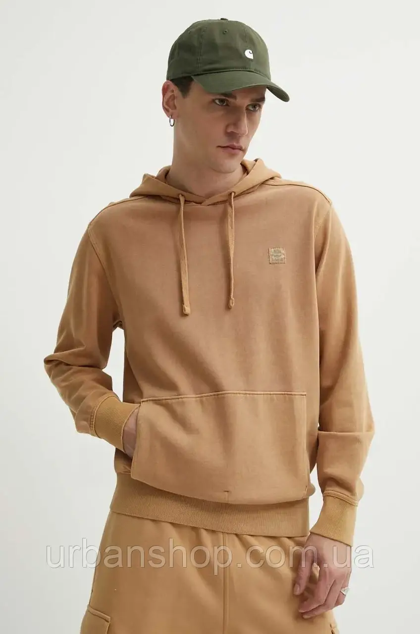 Urbanshop com ua Кофта Timberland чоловіча колір коричневий з капюшоном з аплікацією TB0A5U9KP471 РОЗМІРИ