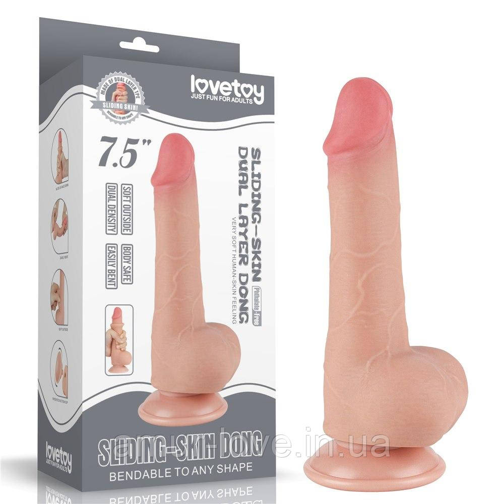 Фалоїмітатор Sliding-Skin Dual Layer Dong 7.5" Flesh