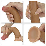 Фалоїмітатор Dual-Layered Silicone Cock 7" Brown, фото 8