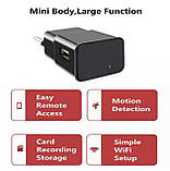 Міні WiFi камера зарядний пристрій 1080P Full HD з детектором руху циклічним записом чорна компактна для дому, фото 3