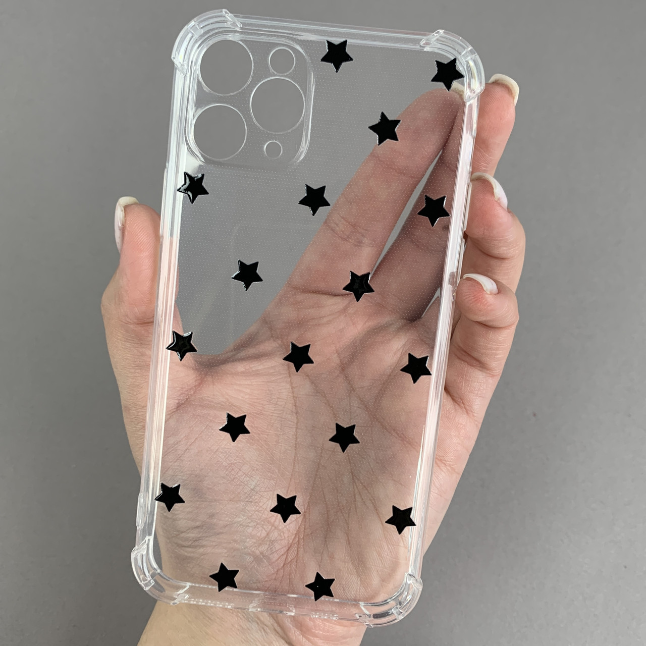 Чохол для Apple iPhone 11 Pro чохол з бронь кутами з принтом чорних зірочок на айфон 11 про q03p