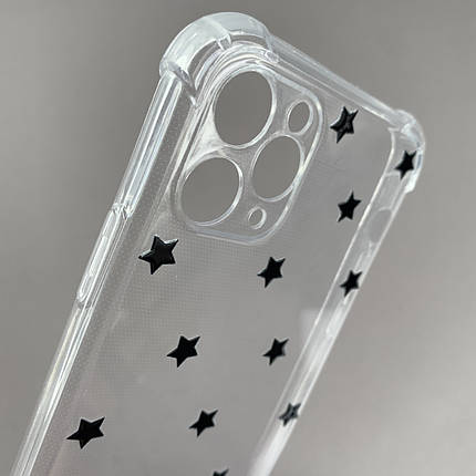 Чохол для Apple iPhone 11 Pro чохол з бронь кутами з принтом чорних зірочок на айфон 11 про q03p, фото 2