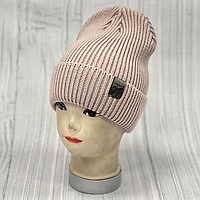 М 89018. Шапка одинарна з отворотом об"ємної вязки "CHANCE" жіноча, підліткова, різні кольори, 6-70 років