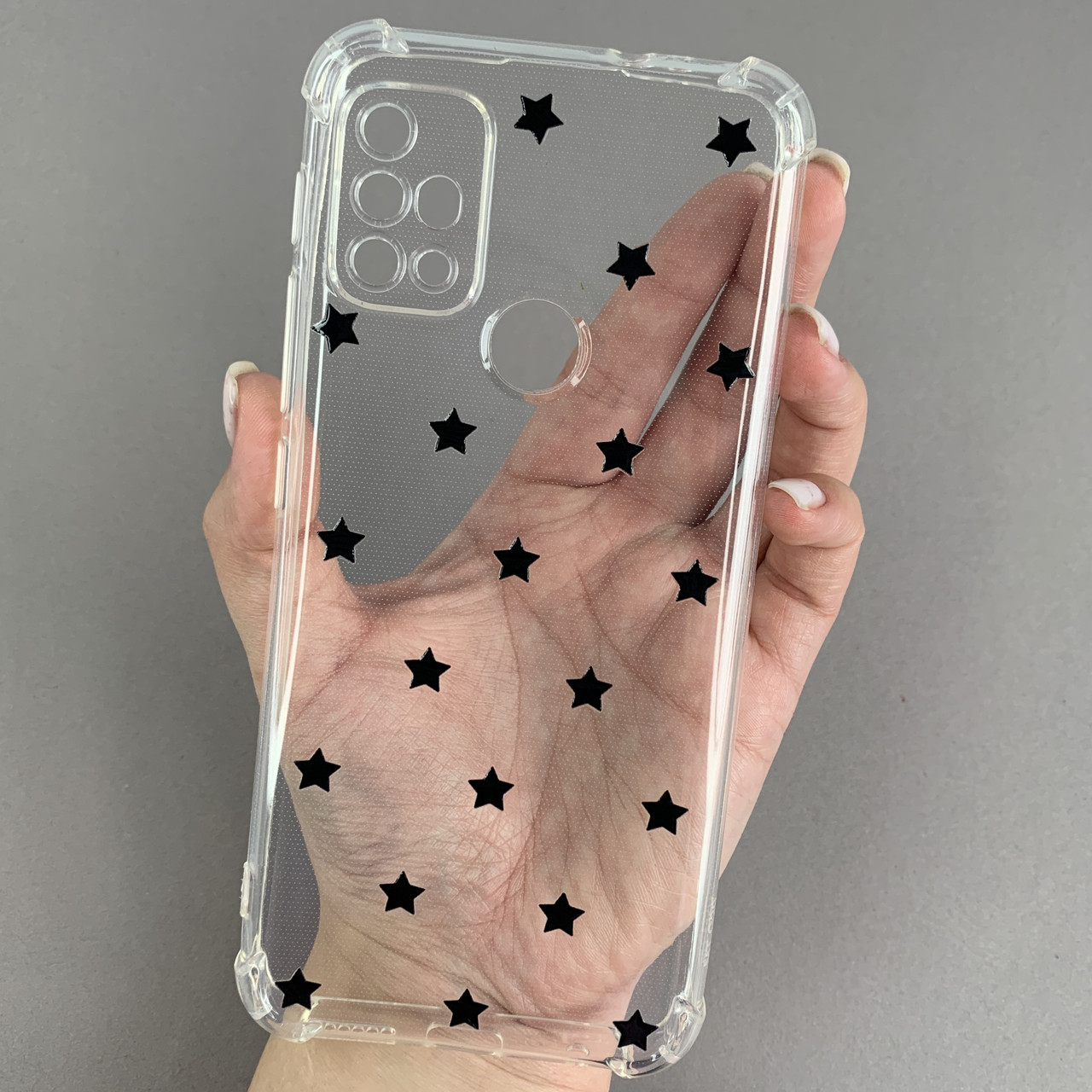 Чохол для Motorola G20 чохол з бронь кутами з принтом чорних зірочок на моторола г20 q03p