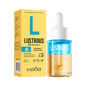Двофазна освітлювальна сироватка для обличчя з вітаміном С та скваланом Sadoer Lustrous Facial Serum, 30 мл., фото 3