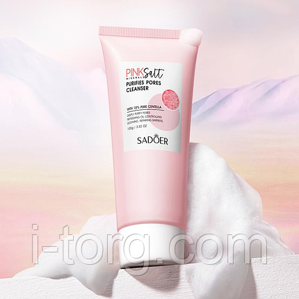 Пінка для вмивання із рожевою сіллю SADOER Himalayan Pink Salt Pore Firming Hydrating Facial Cleanser, 100 г., фото 1