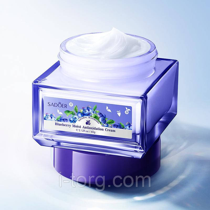 Зволожуючий крем для обличчя з чорницею Sadoer Blueberry Moist Antioxidation Cream, 60г.