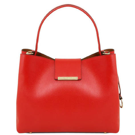 Жіноча сумка тоут із сап'янової шкіри Clio Tuscany TL141690 (Lipstick Red), фото 1
