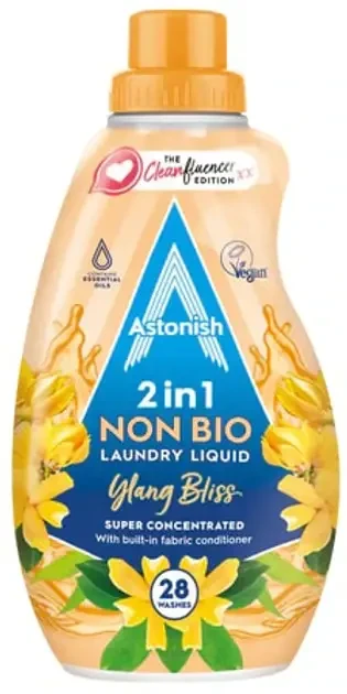 Концентрований гіпоалергенний гель для прання Astonish Non Bio 2 In 1 Laundry Liquid Ylang Bliss 840 ml