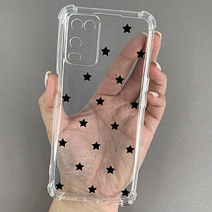 Чохол для Oppo A54 чохол з бронь кутами з принтом чорних зірочок на оппо а54 q03p