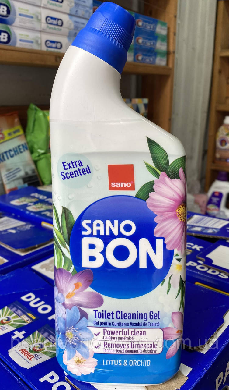 Гель для чищення унітазів сано лотус орхідея Sano Bon Lotus Orchid Toilet Cleaning Gel WC 750 мл