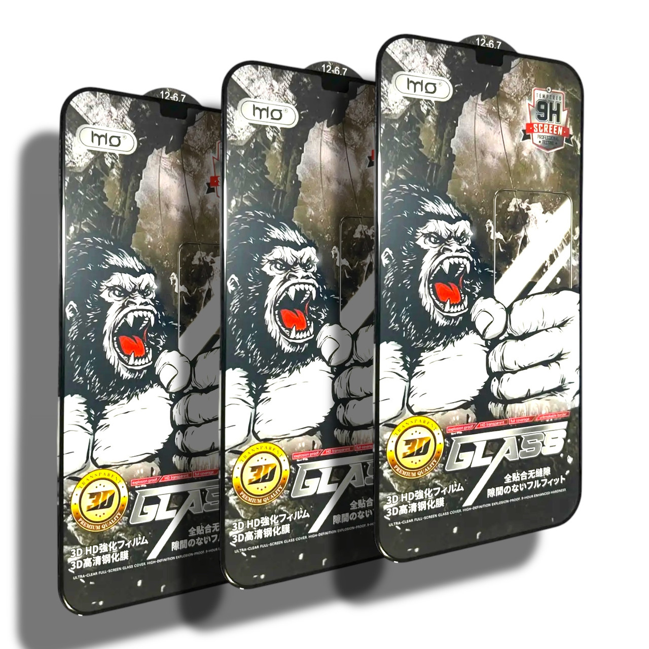 Захисне скло 3 шт CDK для Apple iPhone 12 Pro Max | Full Glue 3D MO King Kong (017707) (black)
