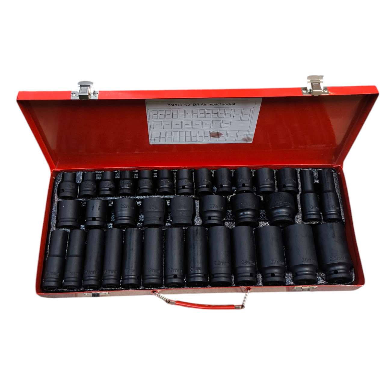 Набір ударних шестигранних головок довгих та коротких у металевому кейсі 1/2' 35 одиниць ZBTools (ZB-00061), фото 1