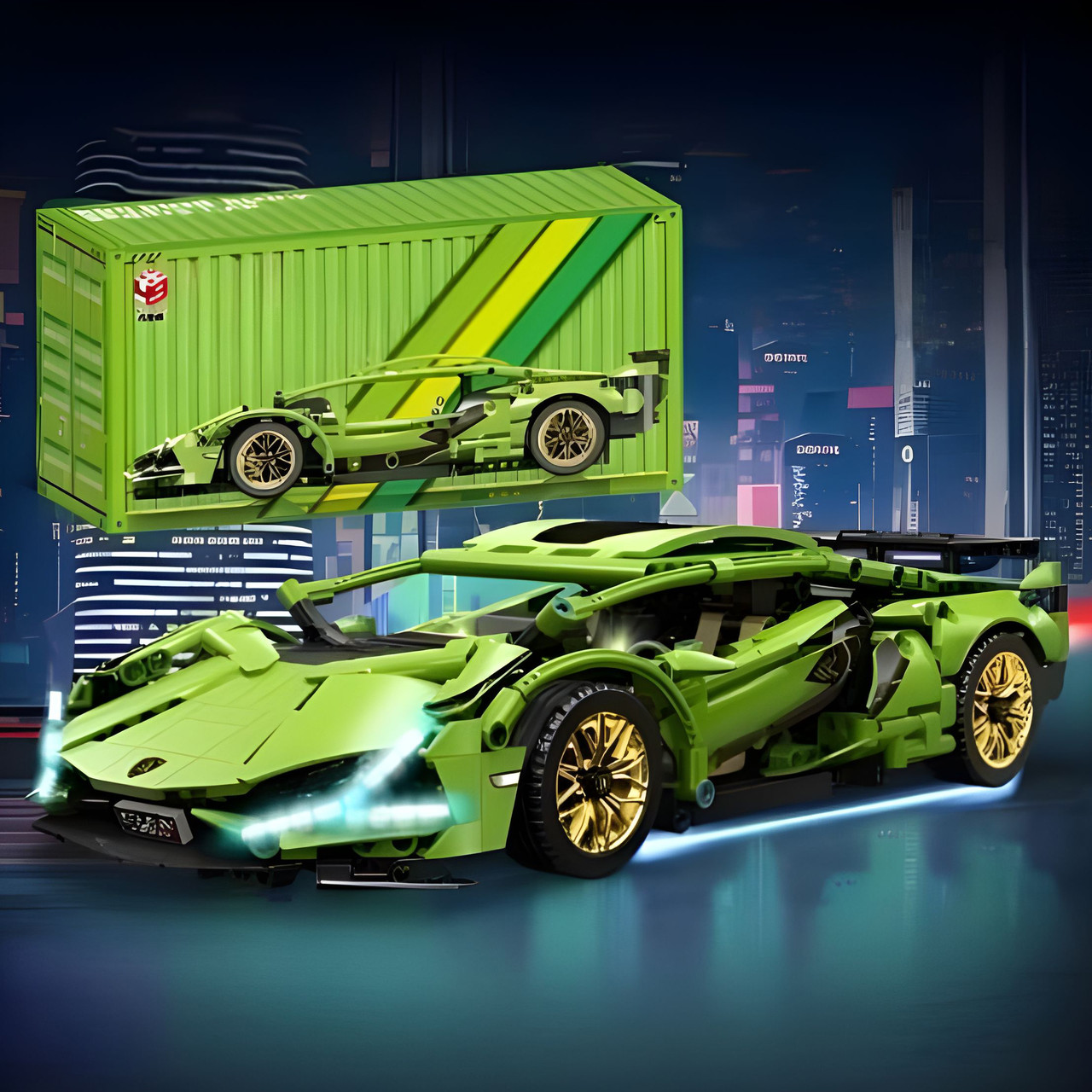 Конструктор Cyberpunk Lambo 1300 pcs гоночна модель з підсвіткою сумісний із лего