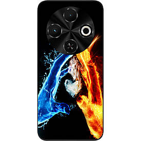 Силіконовий чохол Case для Tecno Spark 30C 4G (kl5) з картинкою Вода та полум'я