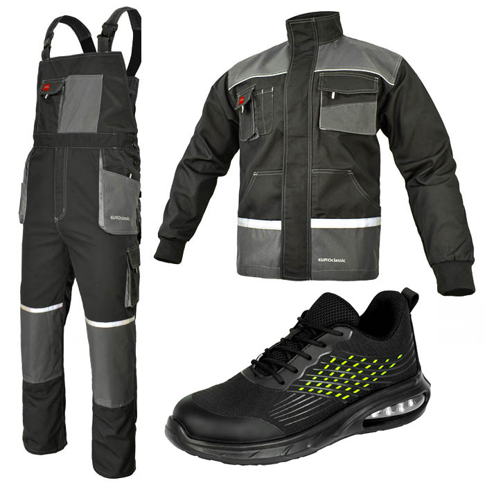 Спецодяг робочий костюм куртка, напівкомбінезон та кросівки, роба захисна спецівка чоловіча, комплект уніформа, фото 1