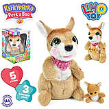 М'яка іграшка інтерактивна кенгуру з малюком, пісні, сенсорний, озвучений на українському, фото 2