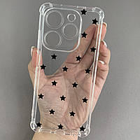 Чохол для Tecno Spark Go 2024 (BG6) чохол з бронь кутами з принтом чорних зірочок на техно спарк го 2024 q03p