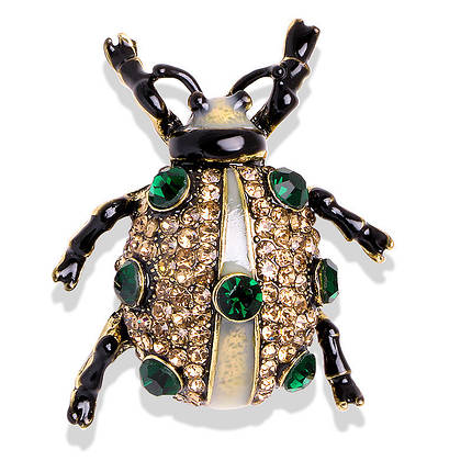 Брошка металева золотиста сонечко в стразах покрита кольоровою емаллю розмір виробу 40х35 мм, фото 1