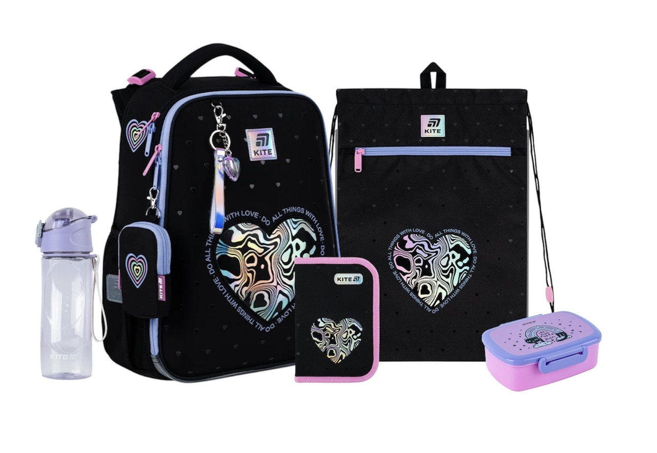 Шкільний набір Kite Education Love is SET_K25-531M-2 (рюкзак, пенал, сумка, ланчбокс, пляшка) 130-145 см