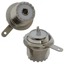 Гніздо UHF з гайкою, монтажне, фторопласт, латунь