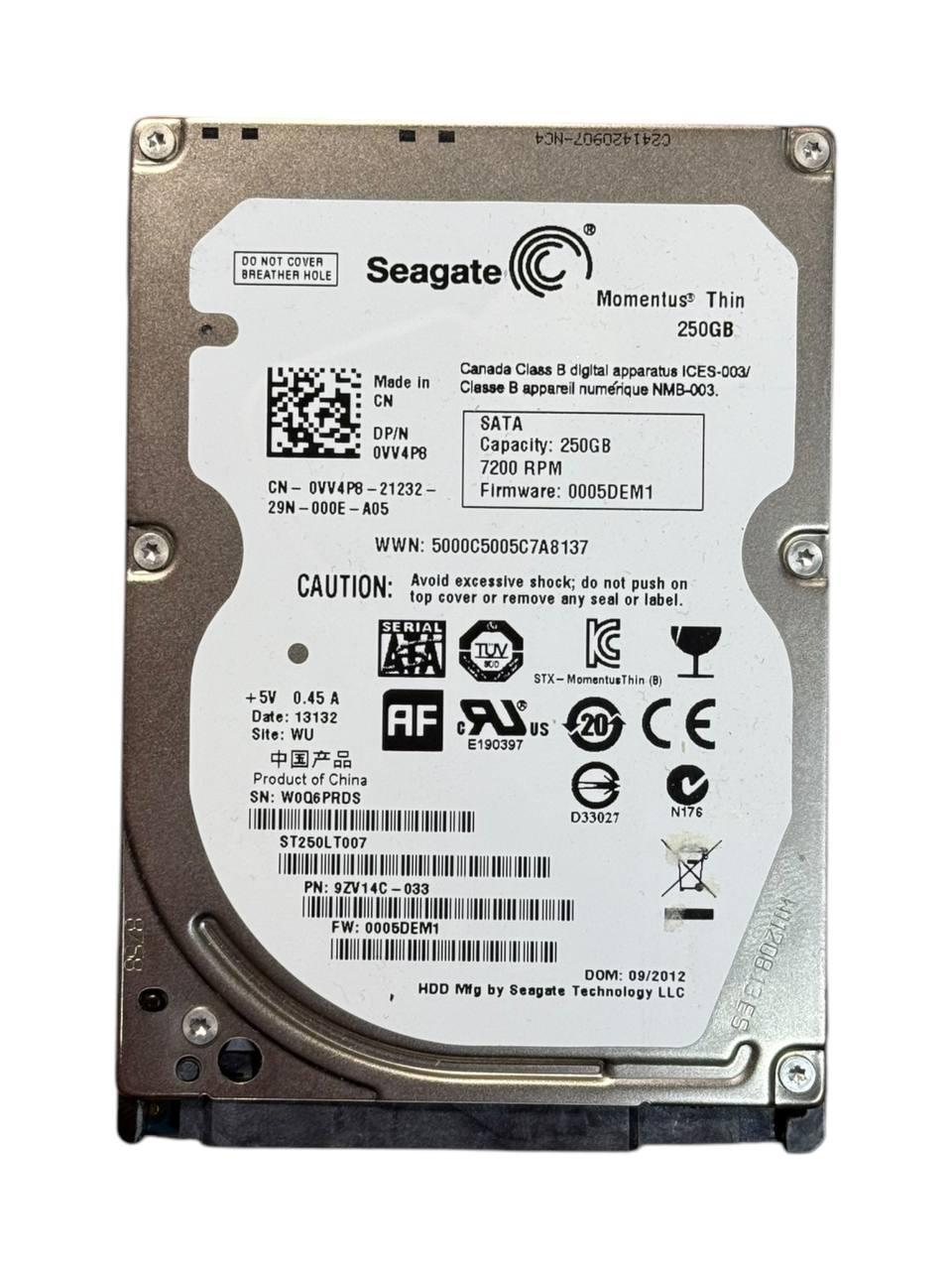 Жорсткий диск 2.5" 250GB Seagate Momentus Thin | ST250LT007 | 7200 об/хв | 16MB | SATA II Б/В