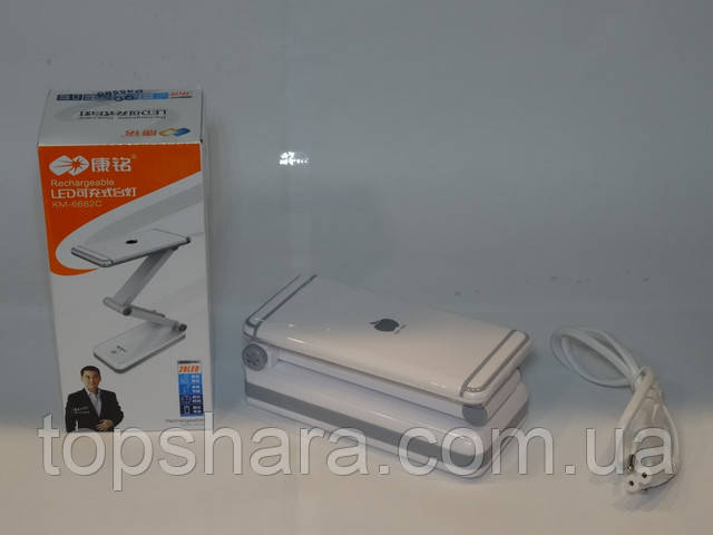 Настольная лампа трансформер KM-6682C  28 Led аккумуляторная 1000mAh с плавным регулятором включения/выключения 