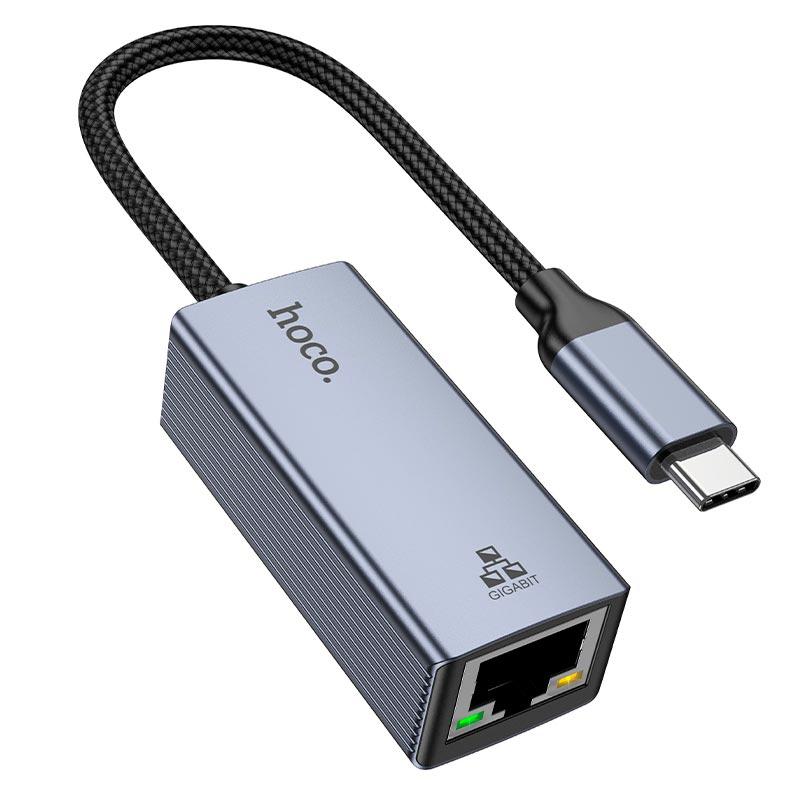 Адаптер-перехідник Hoco UA37 Type-C на Ethernet, сірий