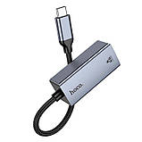 Адаптер-перехідник Hoco UA37 Type-C на Ethernet, сірий, фото 4