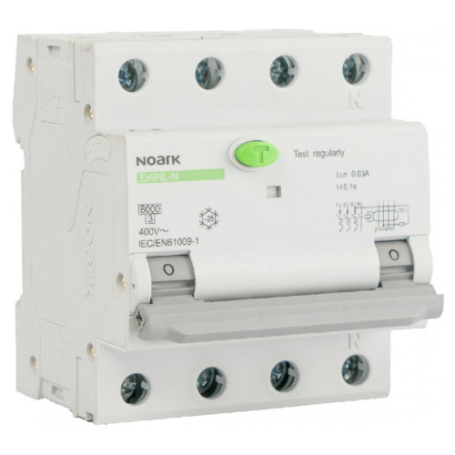 Дифавтомат (УЗО) Noark 6кА C 10А 3P+N 30mA тип AC Ex9NL-N 111512