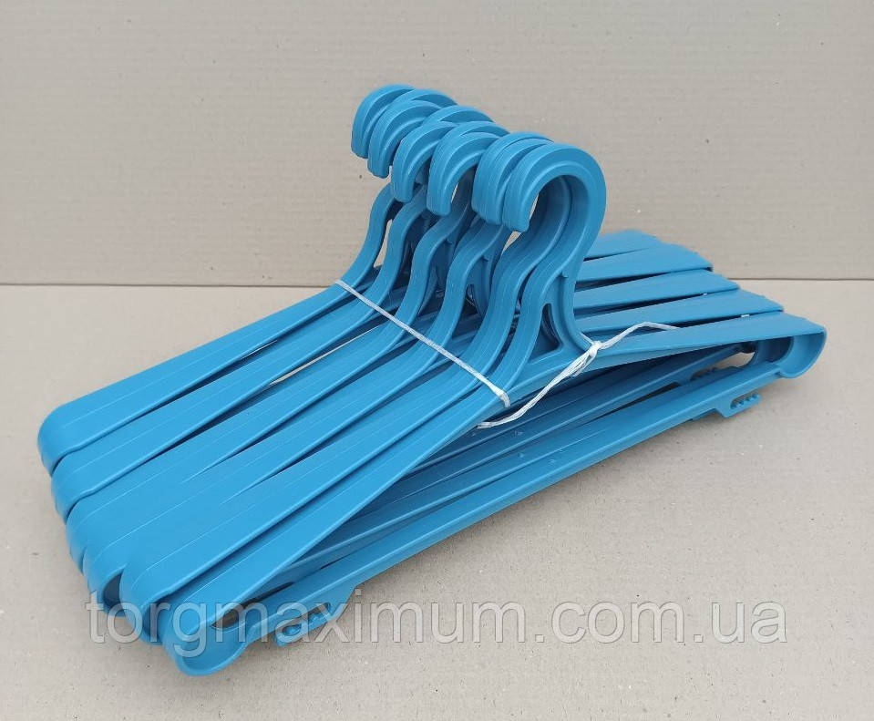 Плічка пластикові з неповоротним гачком шириною 42 (см) блакитні, фото 1
