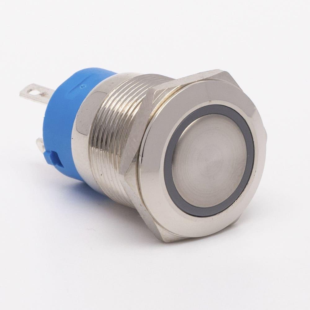 Кнопка металева КНМ-19-FJ-E 9-24V 1NO1NC плоска, червоний TAKEL