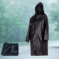 Плащ дождевик с капюшоном водонепроницаемый универсальная многоразовая накидка от дождя на кнопках