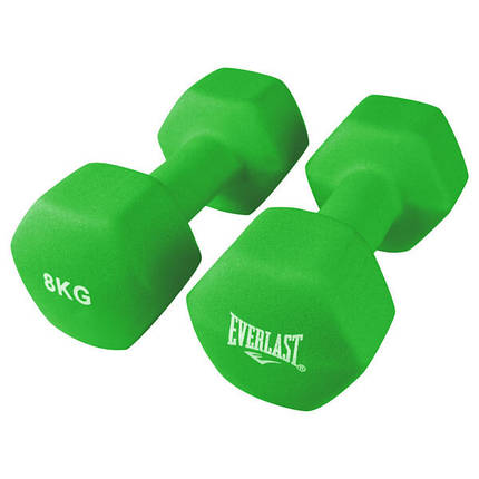Гантелі неопрен Everlast 2 шт по 8 кг зелені, фото 1