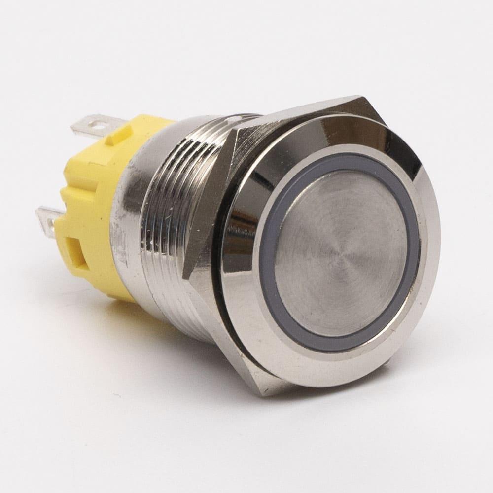 Кнопка металева КНМ-UL-19-FJ-E 220V 1NO1NC плоска 5A, червоний TAKEL