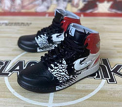 Міні взуття фінгер шузи Nike AIR Jordan у пластиковому кейсі Чорно червоні