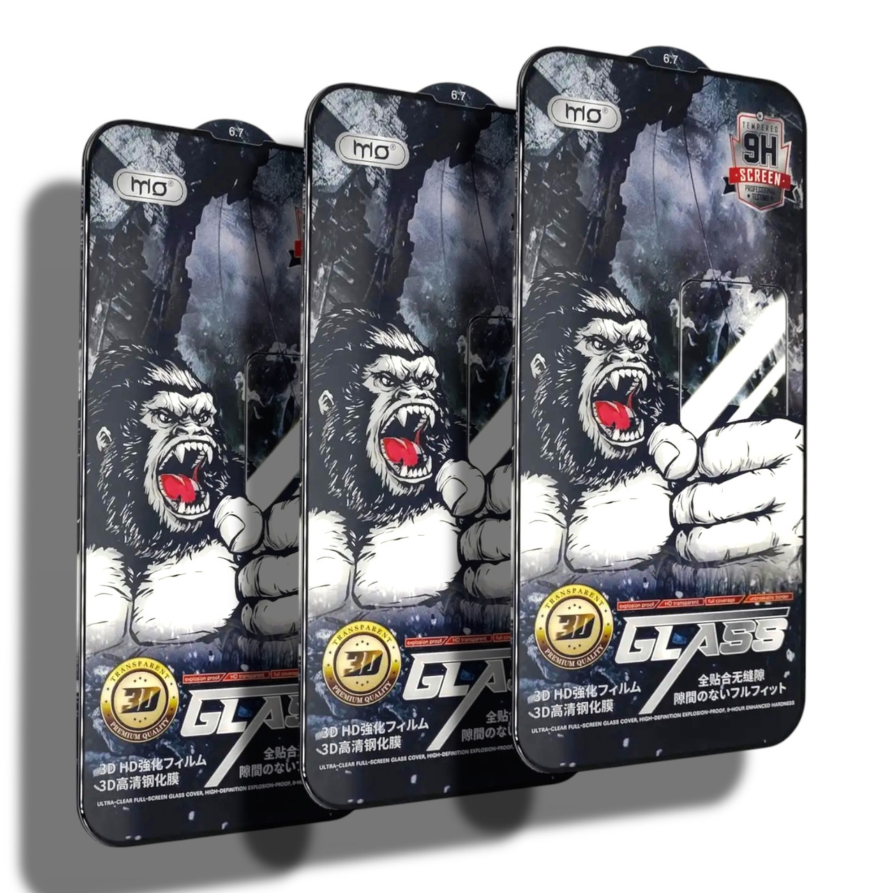 Захисне скло 3шт CDK для Apple iPhone 13 Pro Max | Full Glue 3D MO King Kong (016135) (black)