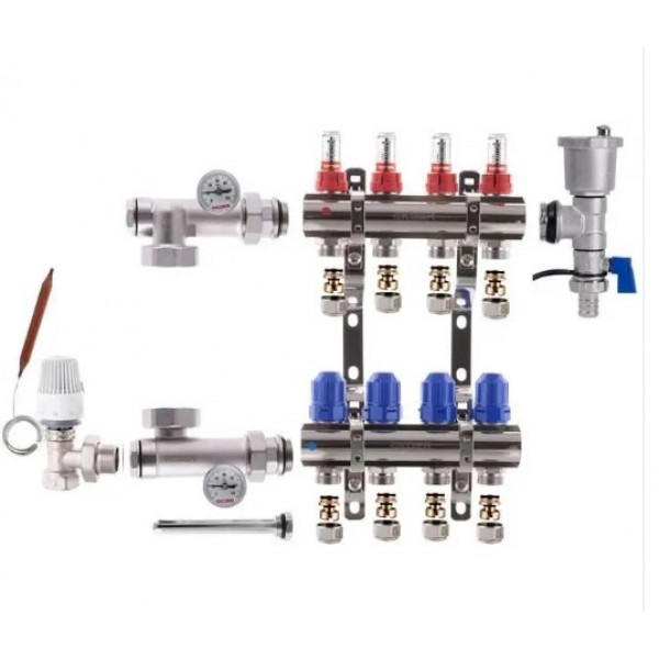 Колектор для теплої підлоги Koer на Чотири контури в сборі (Чехія), фото 1