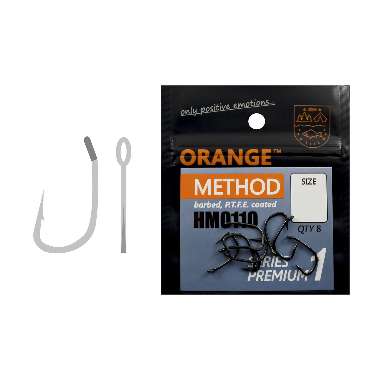 Гачок короповий ORANGE Method HM01 Series Premium 1 №8 (тефлонове покриття)
