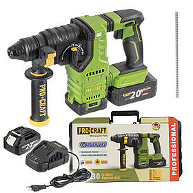 Акумуляторний перфоратор Procraft PHA30 (2 АКБ 20В 4Аг та ЗП)