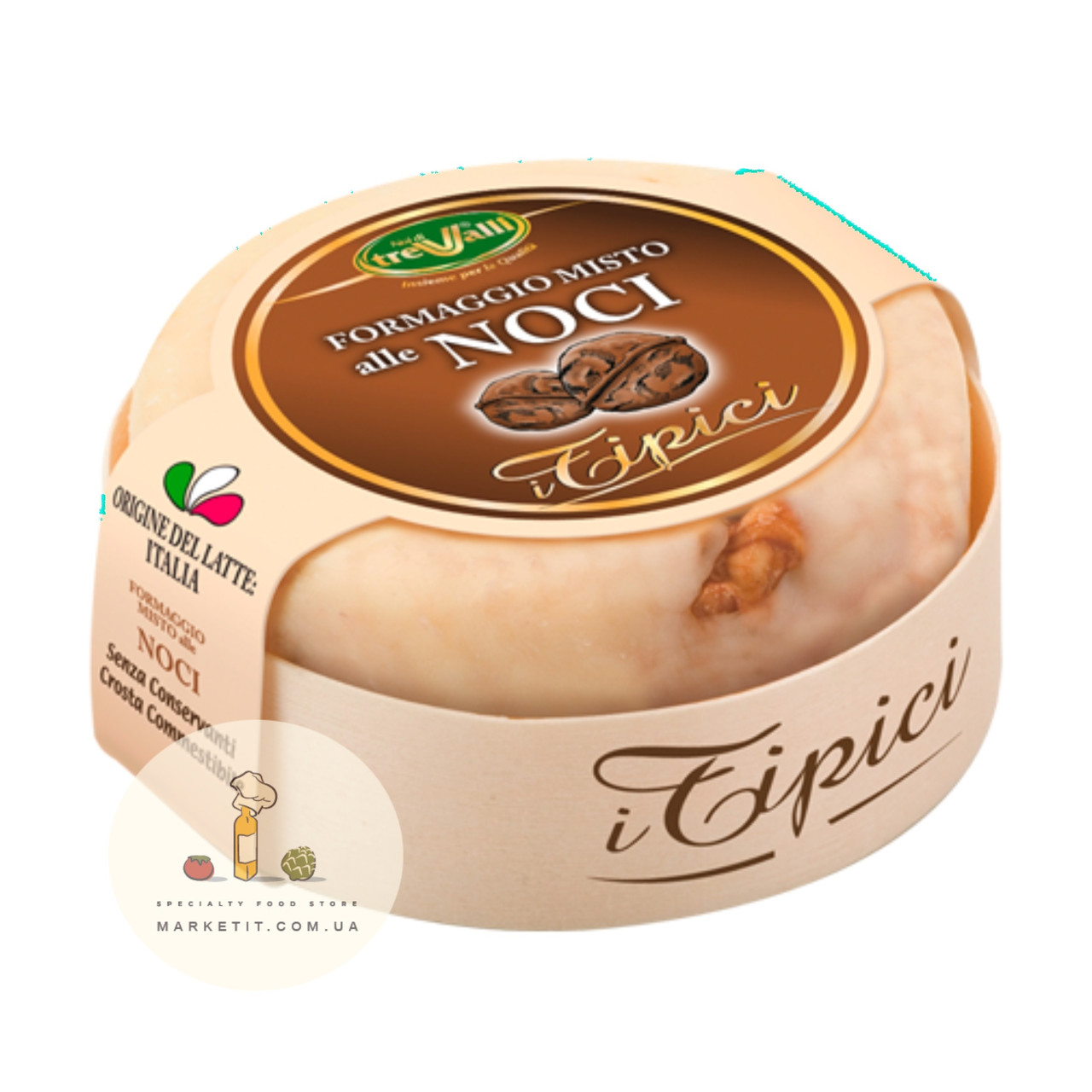 Сир гойдалка TreValli Formagio Misto alle Noci, з волоським горіхом 180 г.